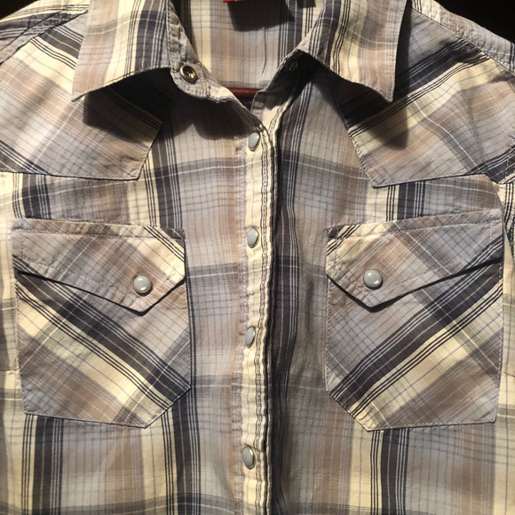 🍒3/30$.LEVI'S RED TAB Plaid Long Sleeve Shirt. Size M (12-14 yrs) - Picture 3 of 8
